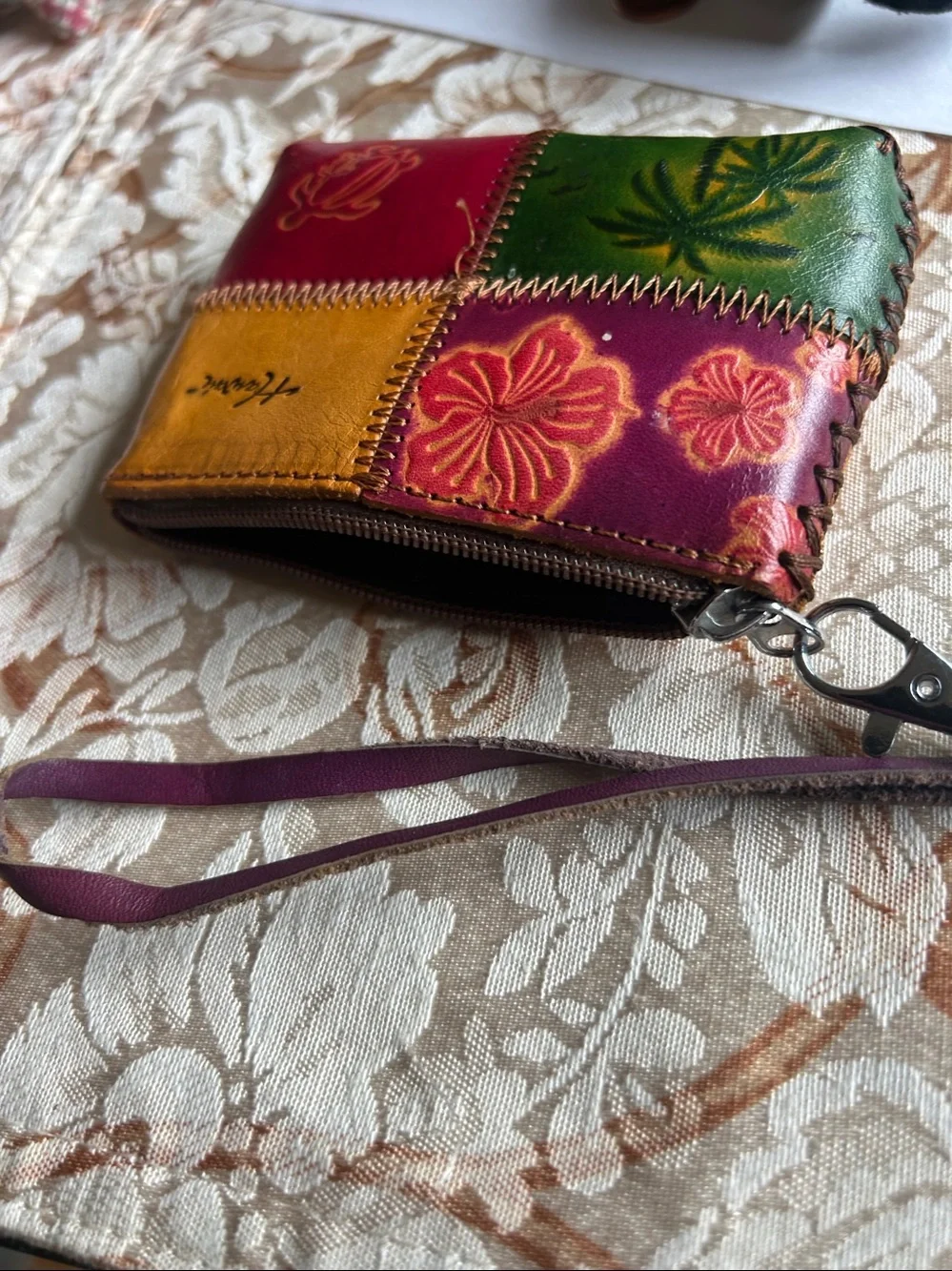 Patchwork Leather Wristlet - Multicolor used